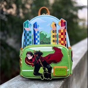 Exclusive Loungefly Harry Potter House Crests Quidditch Match Mini Backpack